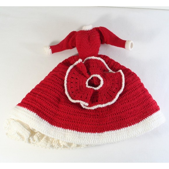 Hand Crocheted Barbie Dress Christmas Outfit Victorian Style Gown Underskirt Hat - Picture 1 of 5